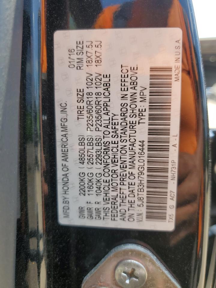 5J8TB3H79GL016444 2016 Acura Rdx Advance