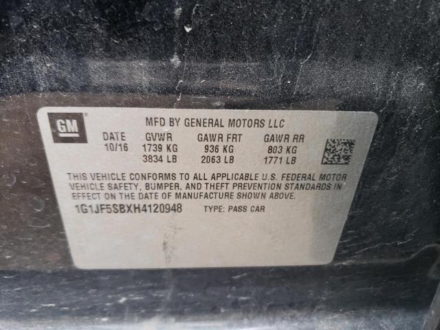 2017 Chevrolet Sonic Premier VIN: 1G1JF5SBXH4120948 Lot: 58200074