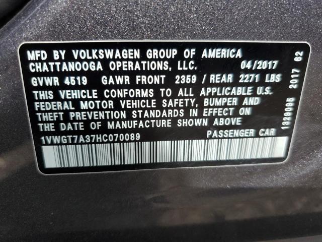 2017 Volkswagen Passat Se VIN: 1VWGT7A37HC070089 Lot: 61159544