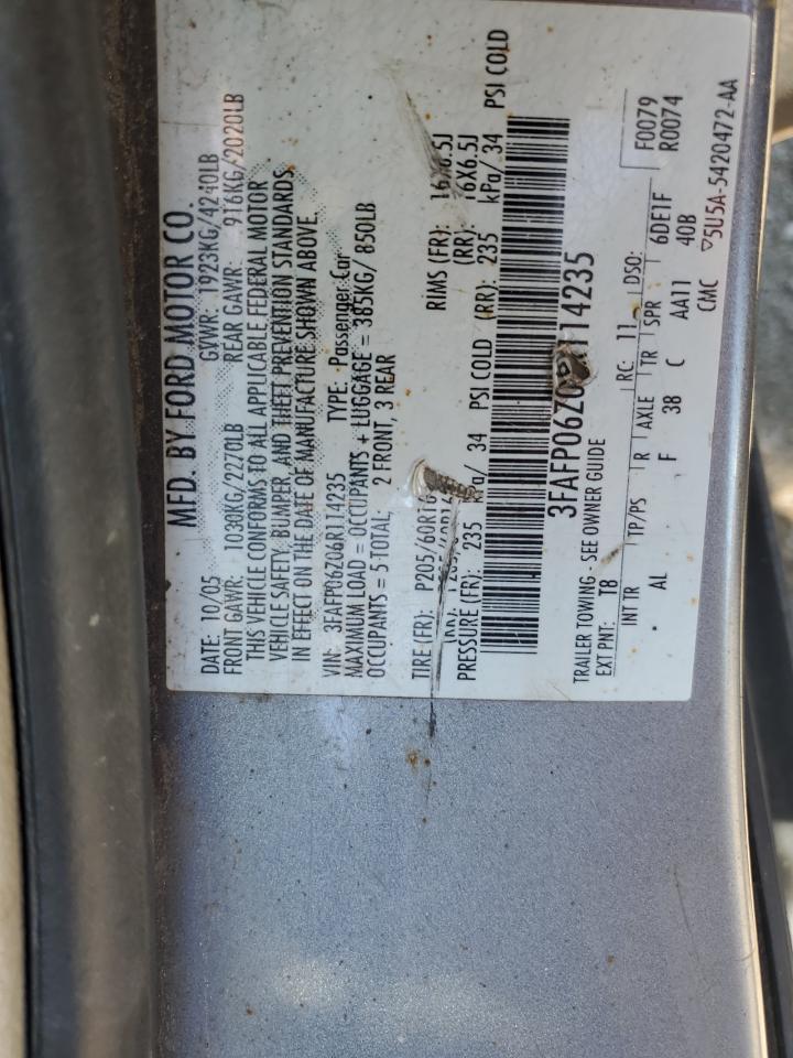 3FAFP06Z06R114235 2006 Ford Fusion S