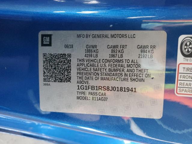 2018 Chevrolet Camaro Lt VIN: 1G1FB1RS8J0181941 Lot: 57537304