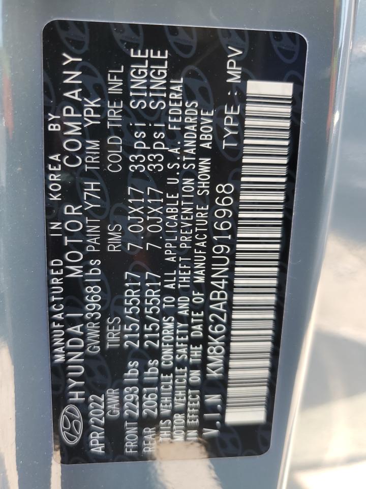 KM8K62AB4NU916968 2022 Hyundai Kona Sel