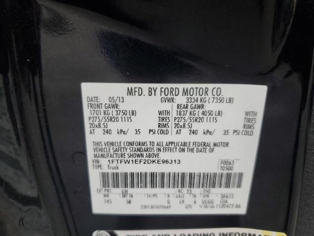 2013 Ford F150 Supercrew VIN: 1FTFW1EF2DKE96313 Lot: 60601034