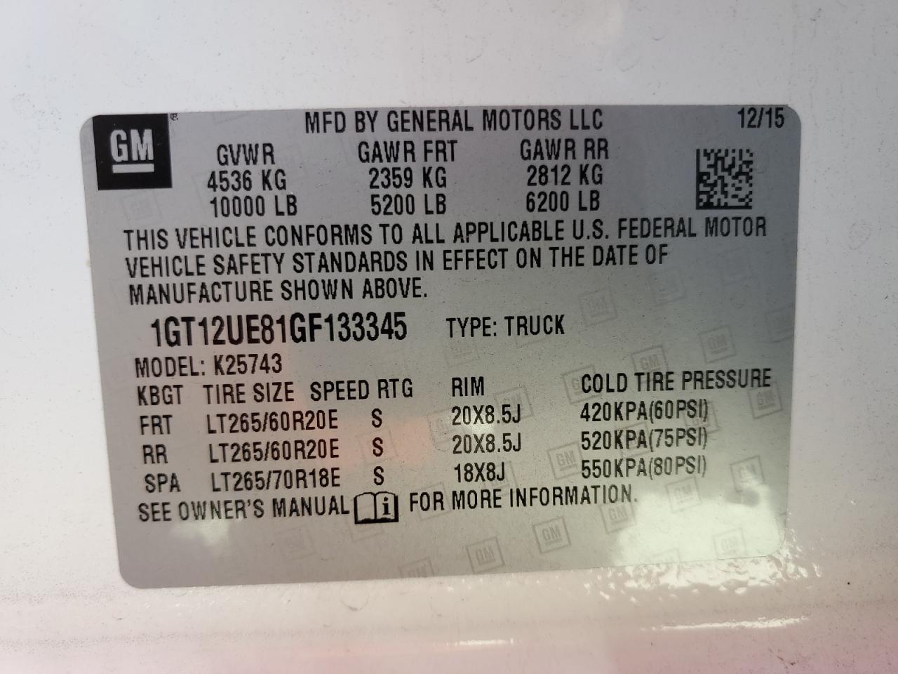 1GT12UE81GF133345 2016 GMC Sierra K2500 Denali