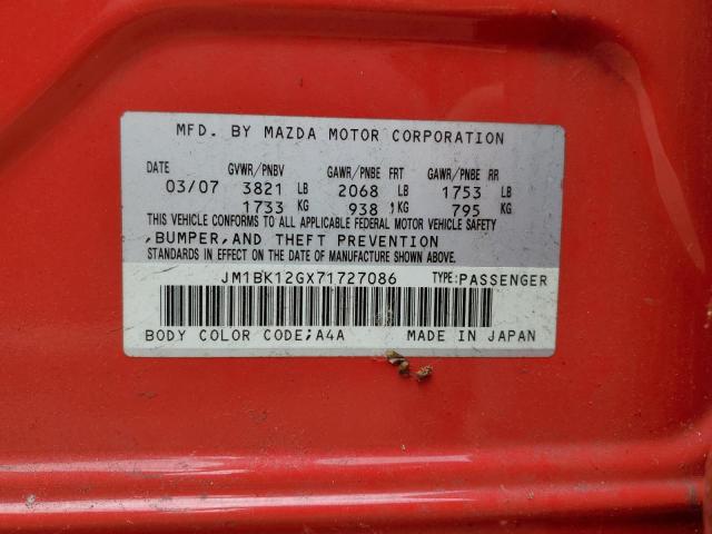 2007 Mazda 3 I VIN: JM1BK12GX71727086 Lot: 57663044