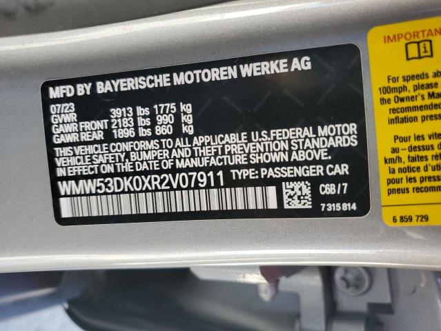 2024 Mini Cooper S VIN: WMW53DK0XR2V07911 Lot: 60302894