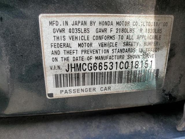 2001 Honda Accord Lx VIN: JHMCG66531C018151 Lot: 60261714