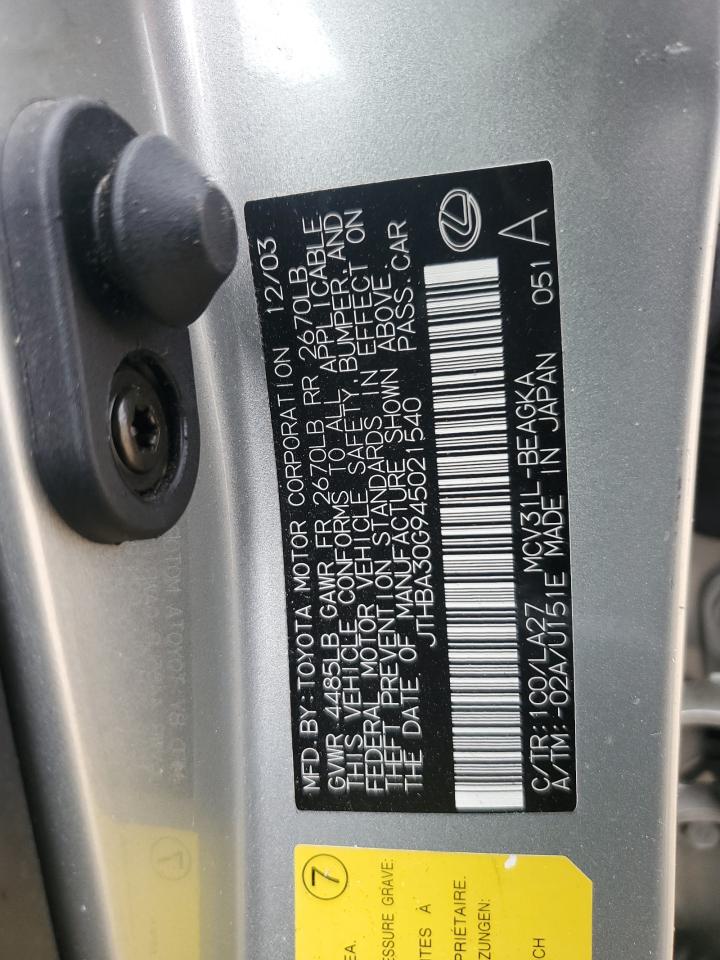JTHBA30G945021540 2004 Lexus Es 330