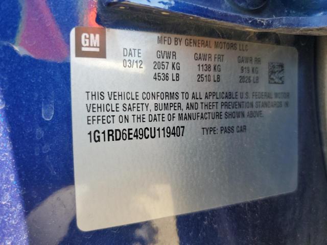 2012 Chevrolet Volt VIN: 1G1RD6E49CU119407 Lot: 58216294