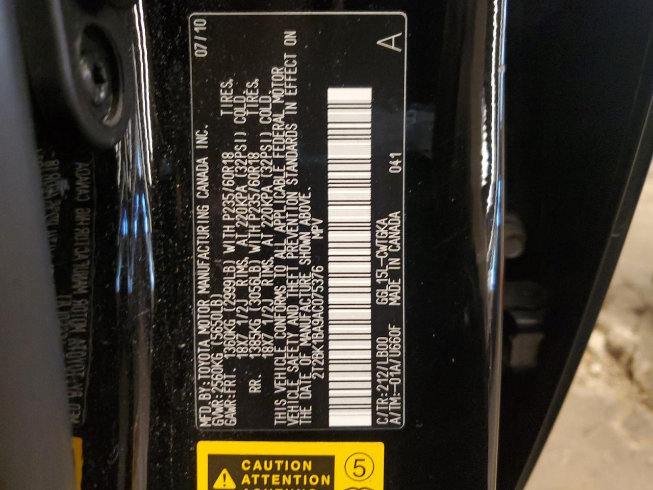 2T2BK1BA9AC075376 2010 Lexus Rx 350