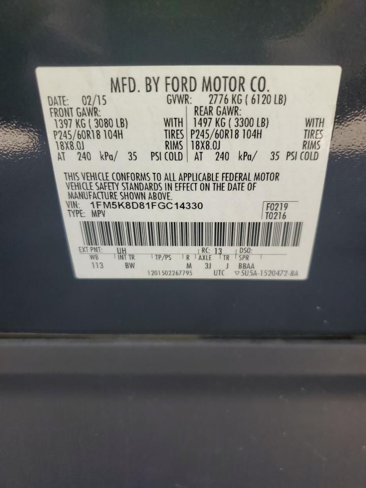 1FM5K8D81FGC14330 2015 Ford Explorer Xlt