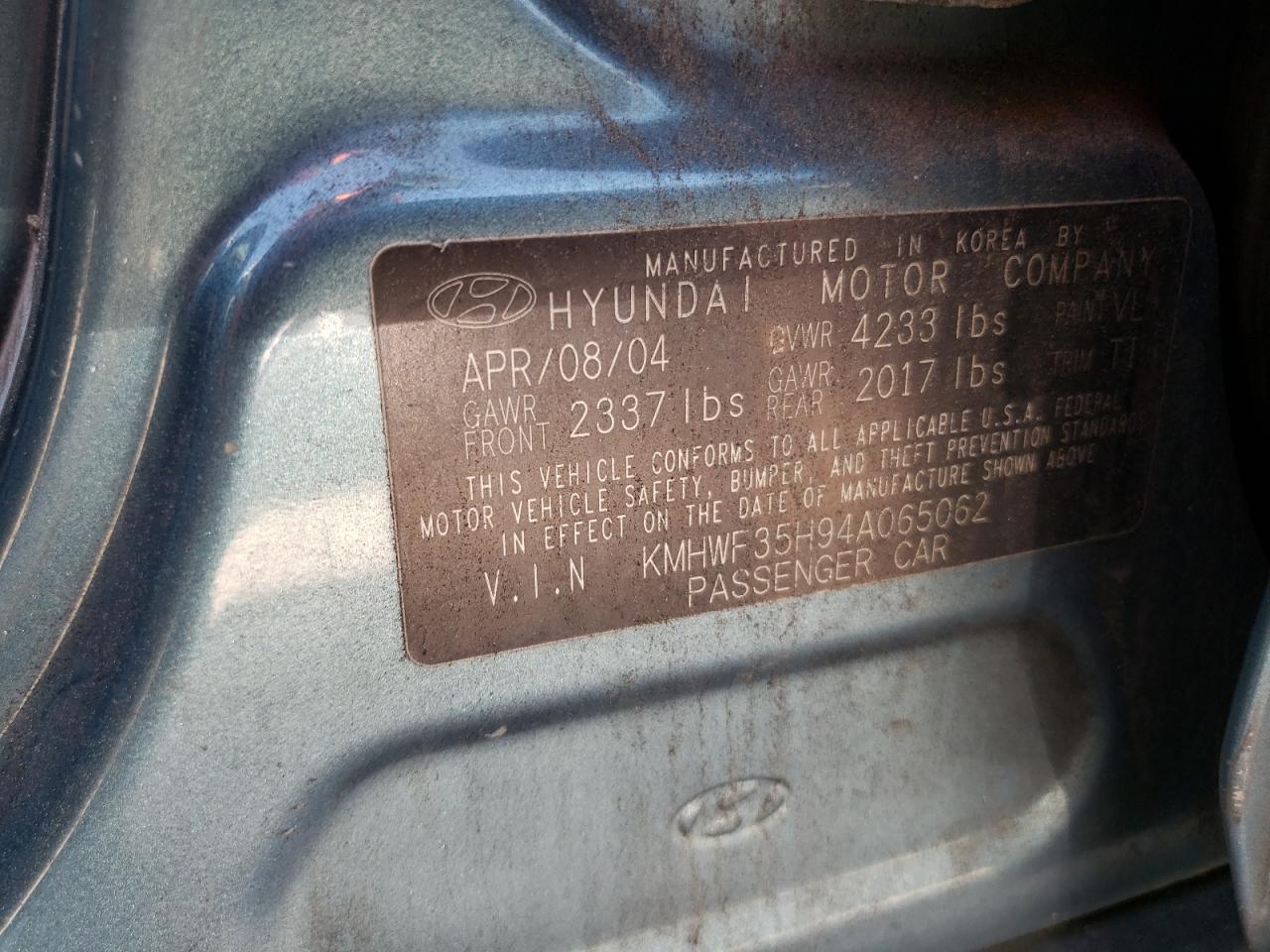 KMHWF35H94A065062 2004 Hyundai Sonata Gls