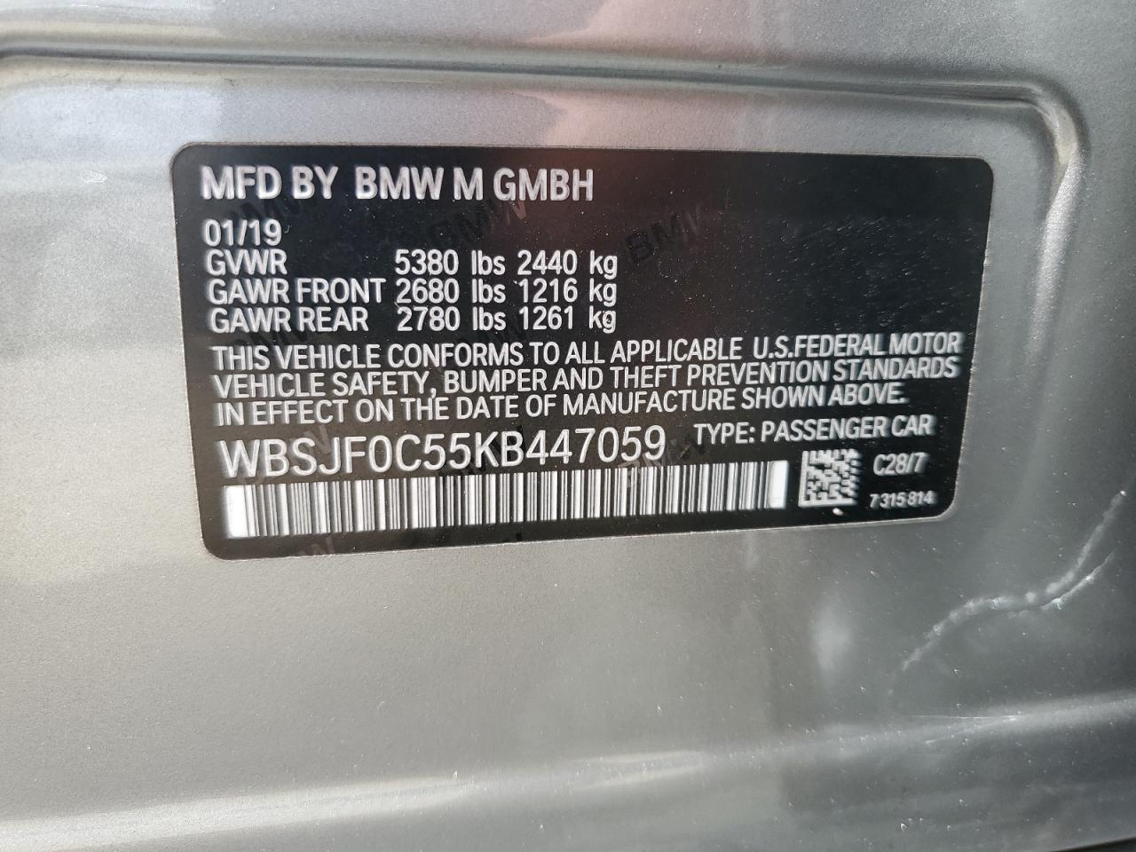 WBSJF0C55KB447059 2019 BMW M5