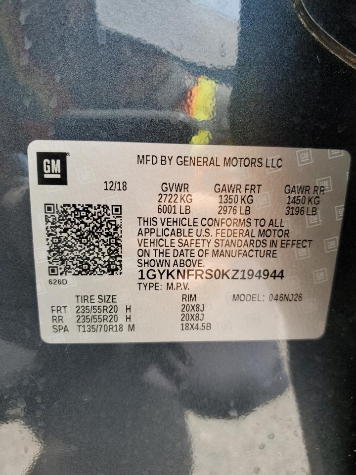 1GYKNFRS0KZ194944 2019 Cadillac Xt5 Premium Luxury