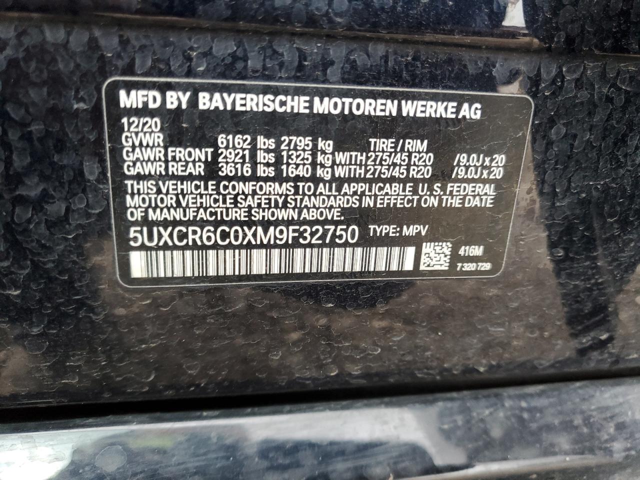 5UXCR6C0XM9F32750 2021 BMW X5 xDrive40I