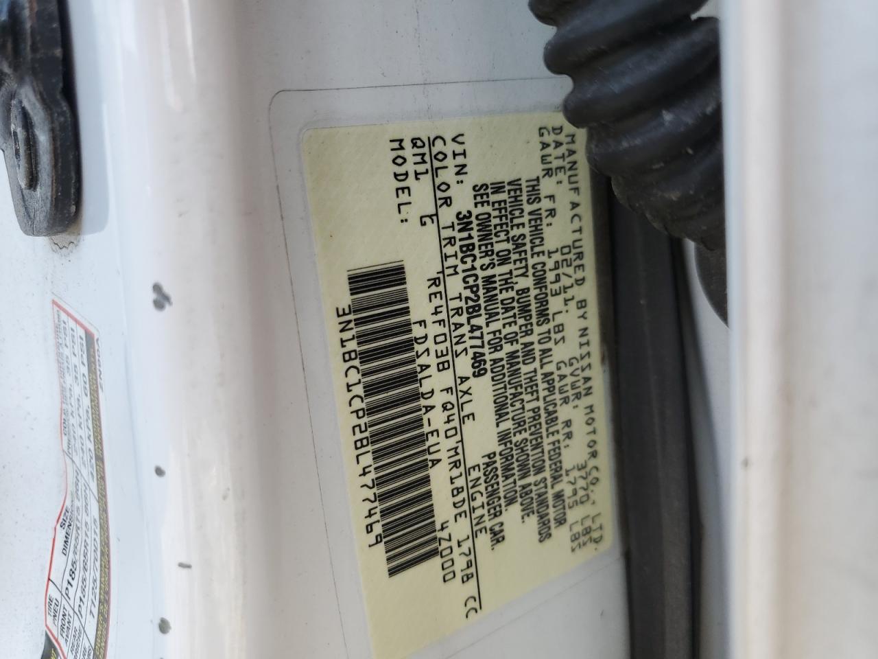 3N1BC1CP2BL477469 2011 Nissan Versa S