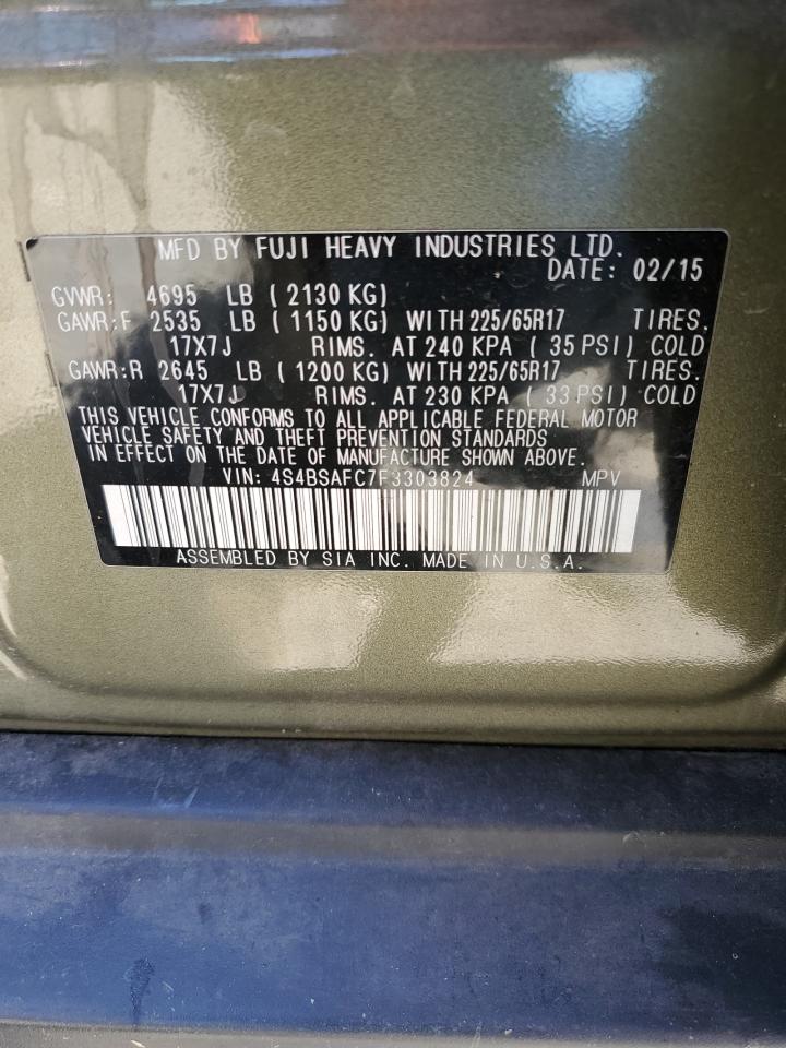 4S4BSAFC7F3303824 2015 Subaru Outback 2.5I Premium