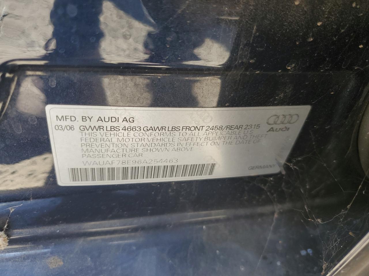 WAUAF78E96A254463 2006 Audi A4 2 Turbo