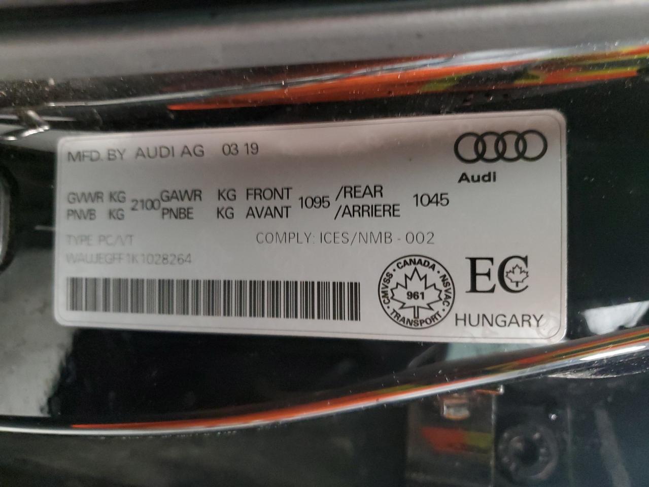 WAUJEGFF1K1028264 2019 Audi A3 Premium Plus