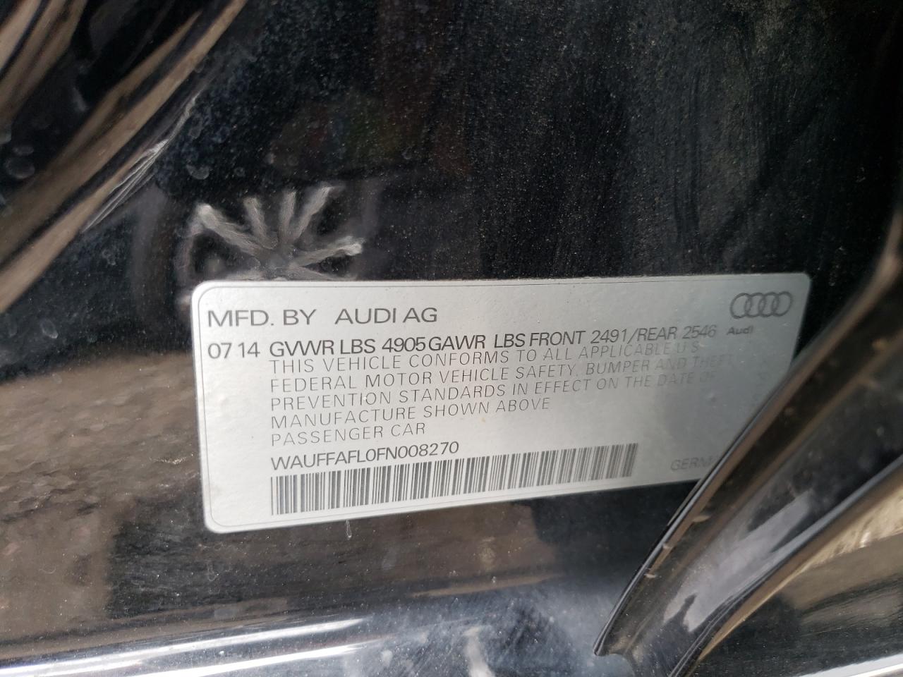 WAUFFAFL0FN008270 2015 Audi A4 Premium Plus