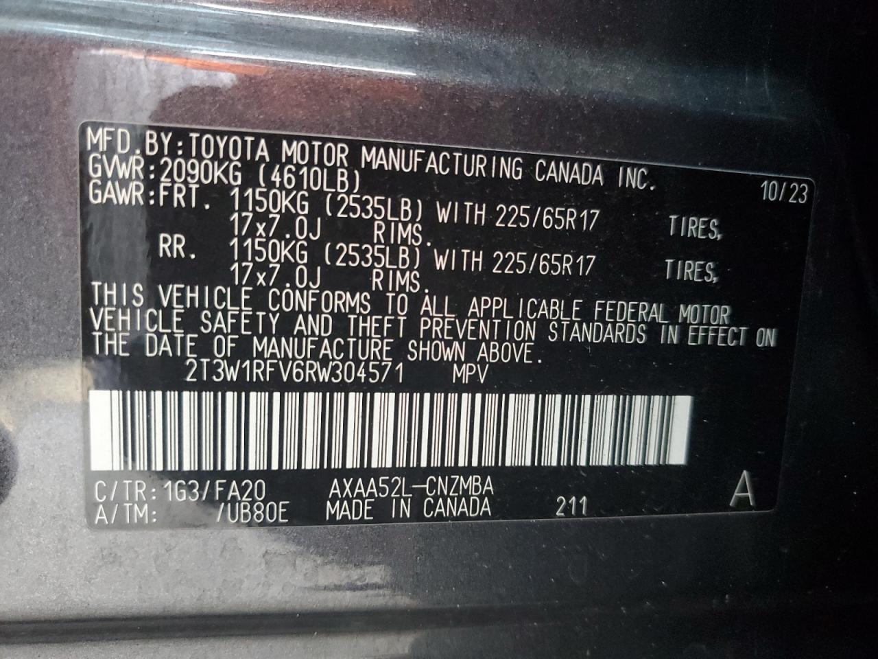 2T3W1RFV6RW304571 2024 Toyota Rav4 Xle