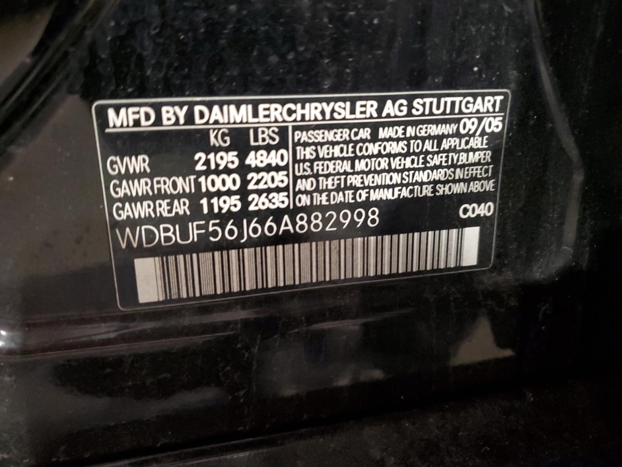 WDBUF56J66A882998 2006 Mercedes-Benz E 350
