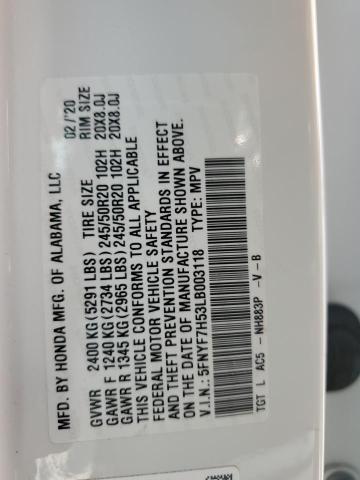 2020 Honda Passport Exl VIN: 5FNYF7H53LB003118 Lot: 57244924