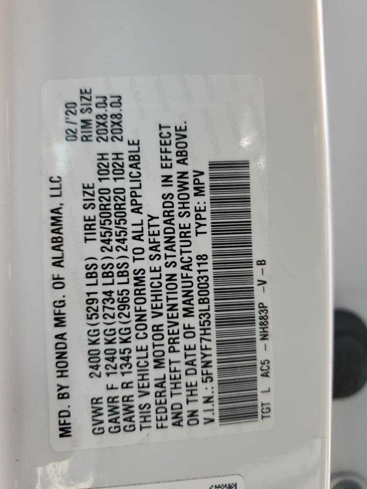 5FNYF7H53LB003118 2020 Honda Passport Exl