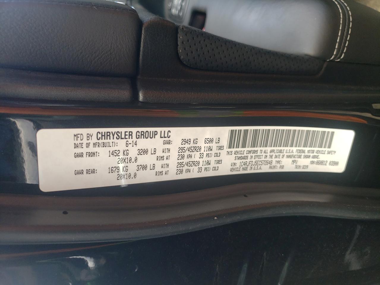 1C4RJFDJ5EC572648 2014 Jeep Grand Cherokee Srt-8