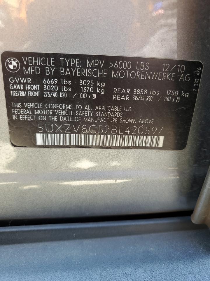 5UXZV8C52BL420597 2011 BMW X5 xDrive50I