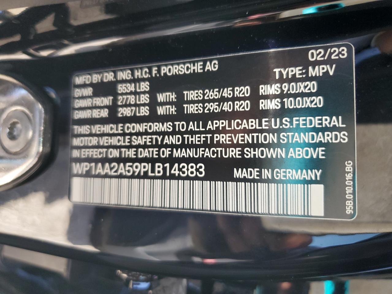WP1AA2A59PLB14383 2023 Porsche Macan Base
