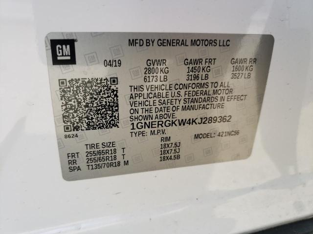 2019 Chevrolet Traverse Lt VIN: 1GNERGKW4KJ289362 Lot: 57409484