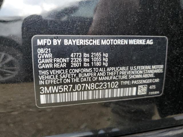 2022 BMW 330Xi VIN: 3MW5R7J07N8C23102 Lot: 58679214