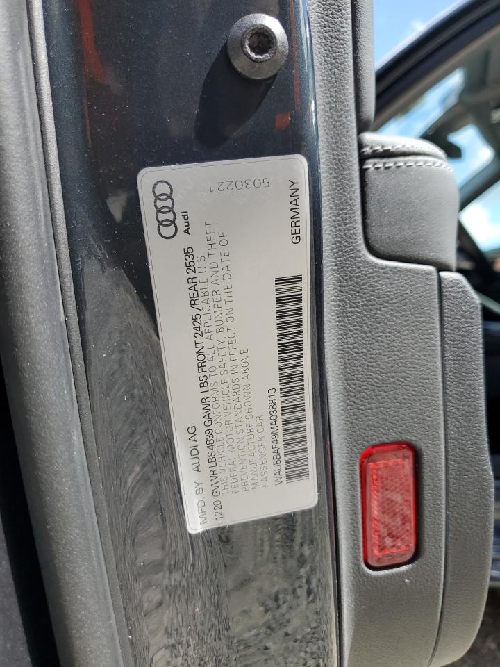 WAUBBAF49MA038813 2021 Audi A4 Premium Plus 40