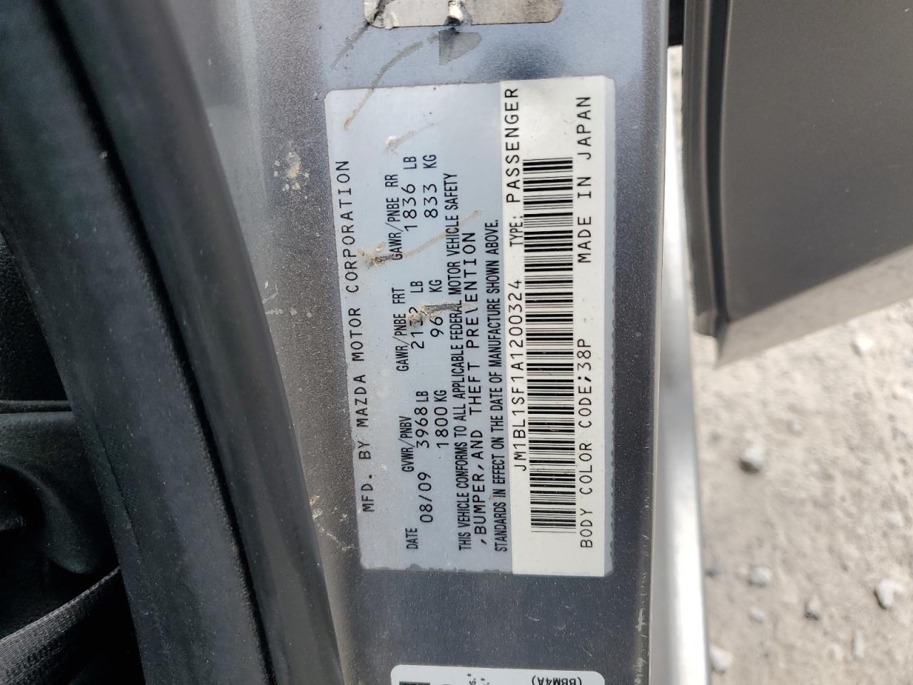 JM1BL1SF1A1200324 2010 Mazda 3 I