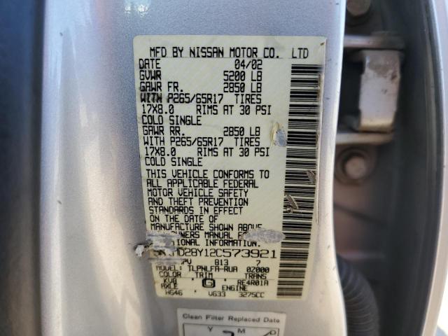 2002 Nissan Xterra Se VIN: 5N1MD28Y12C573921 Lot: 57560394