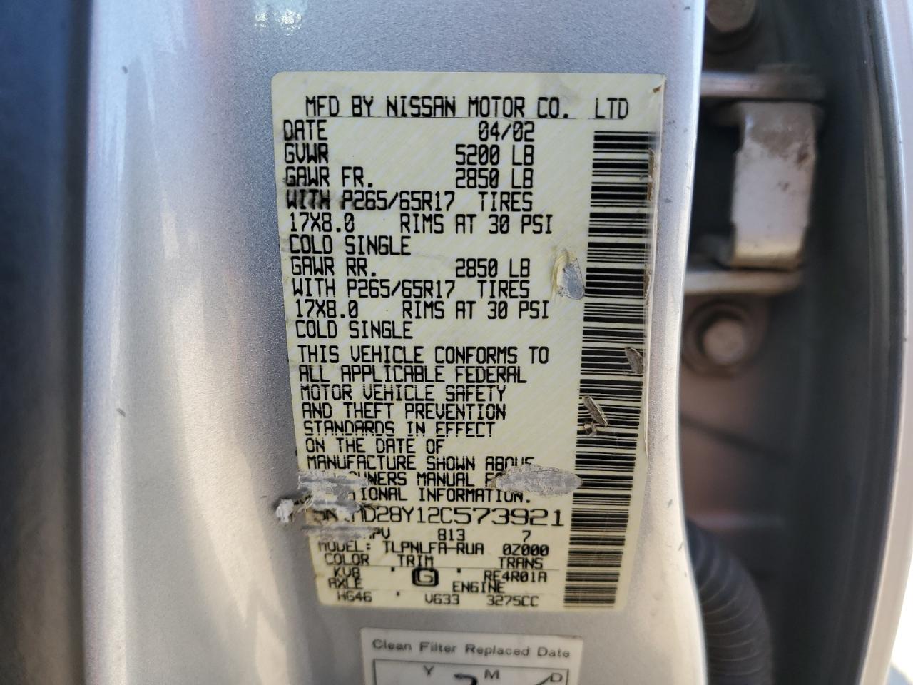 5N1MD28Y12C573921 2002 Nissan Xterra Se