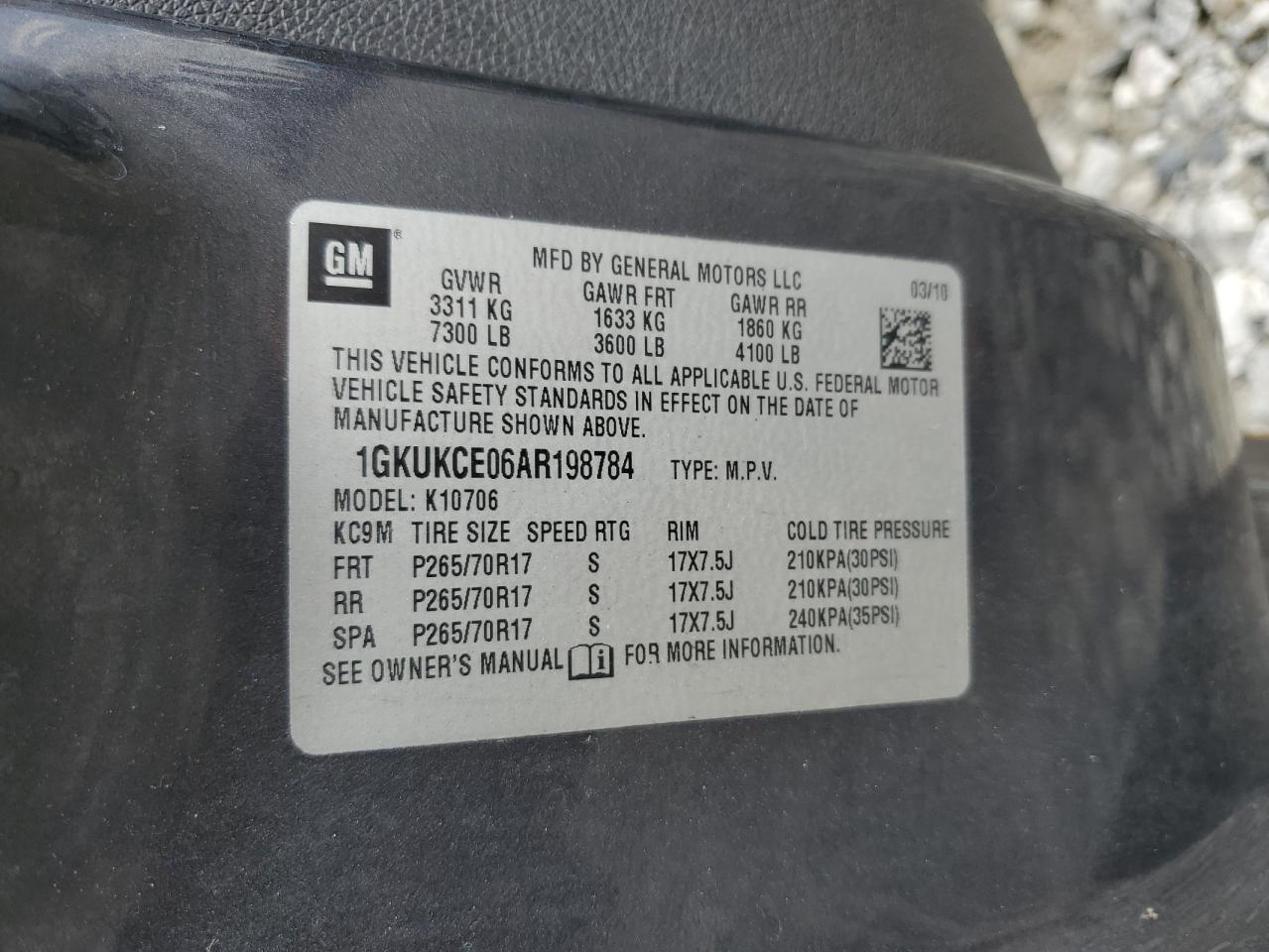 1GKUKCE06AR198784 2010 GMC Yukon Slt