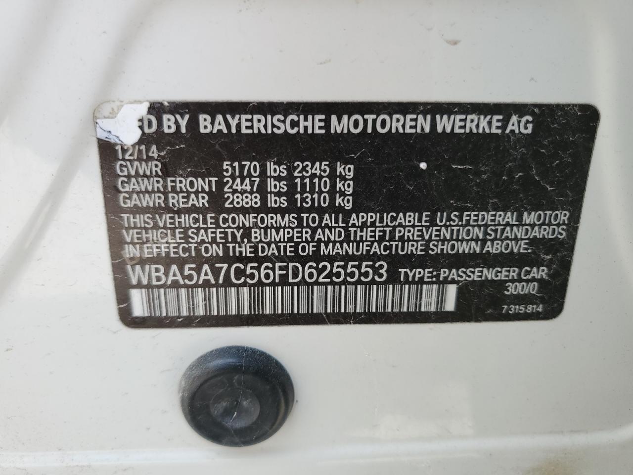 WBA5A7C56FD625553 2015 BMW 528 Xi