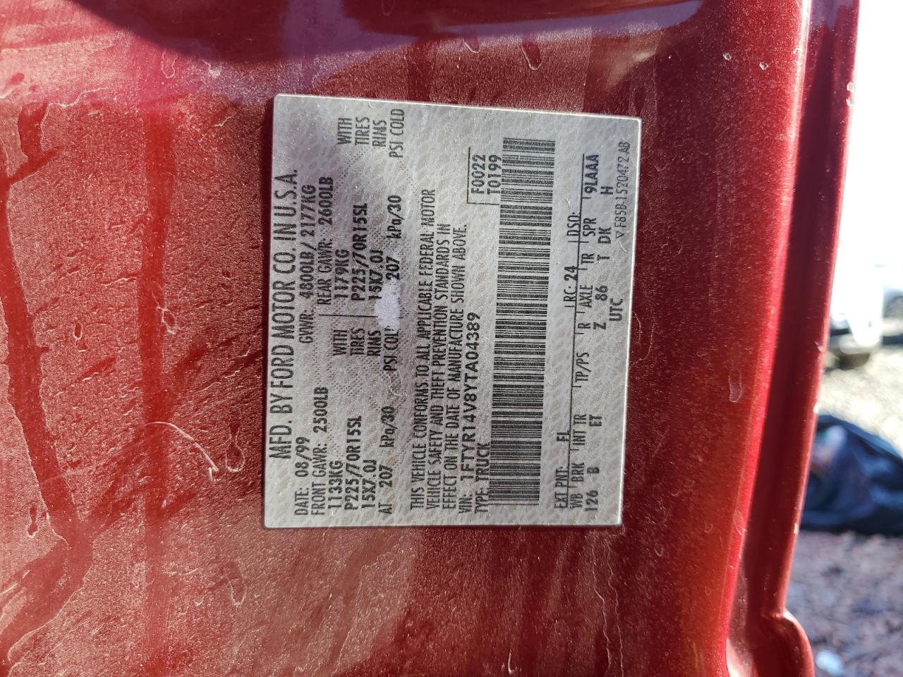 1FTYR14V8YTA04389 2000 Ford Ranger Super Cab