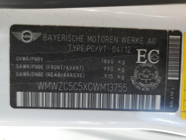 2012 Mini Cooper S Countryman VIN: WMWZC5C5XCWM13755 Lot: 60517504