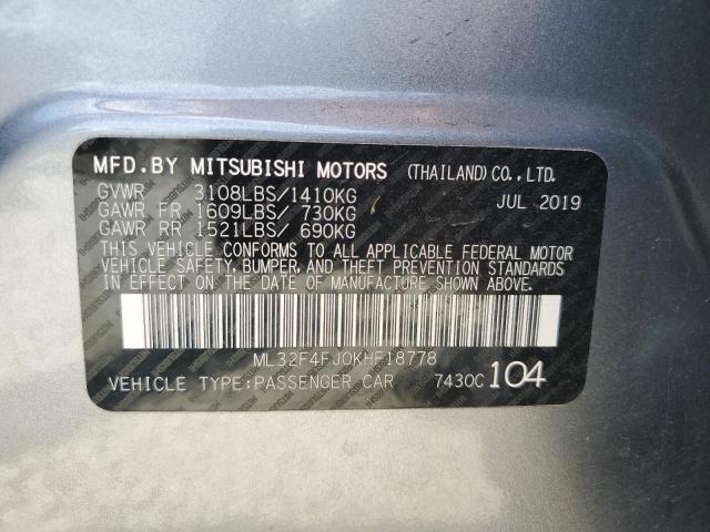 2019 Mitsubishi Mirage G4 Se VIN: ML32F4FJ0KHF18778 Lot: 60493284