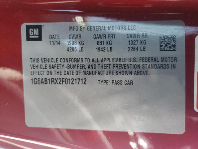 2015 Cadillac Ats Luxury VIN: 1G6AB1RX2F0121712 Lot: 58392994