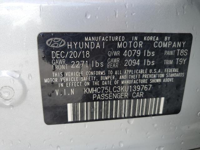 KMHC75LC3KU139767 2019 Hyundai Ioniq Sel