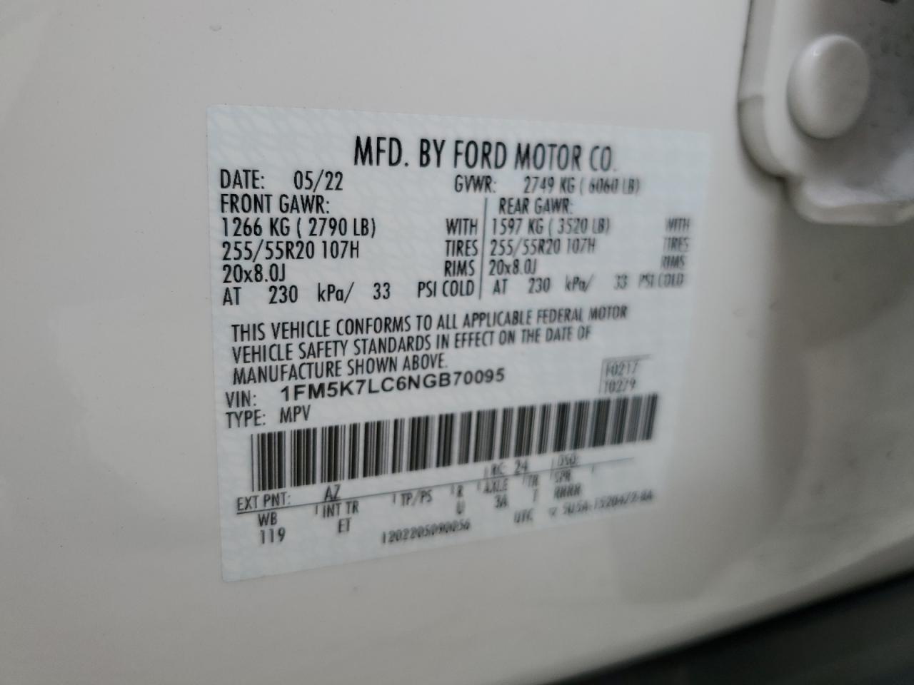 1FM5K7LC6NGB70095 2022 Ford Explorer King Ranch