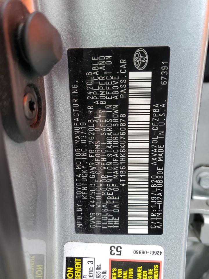 4T1B61HK6KU760878 2019 Toyota Camry Xse