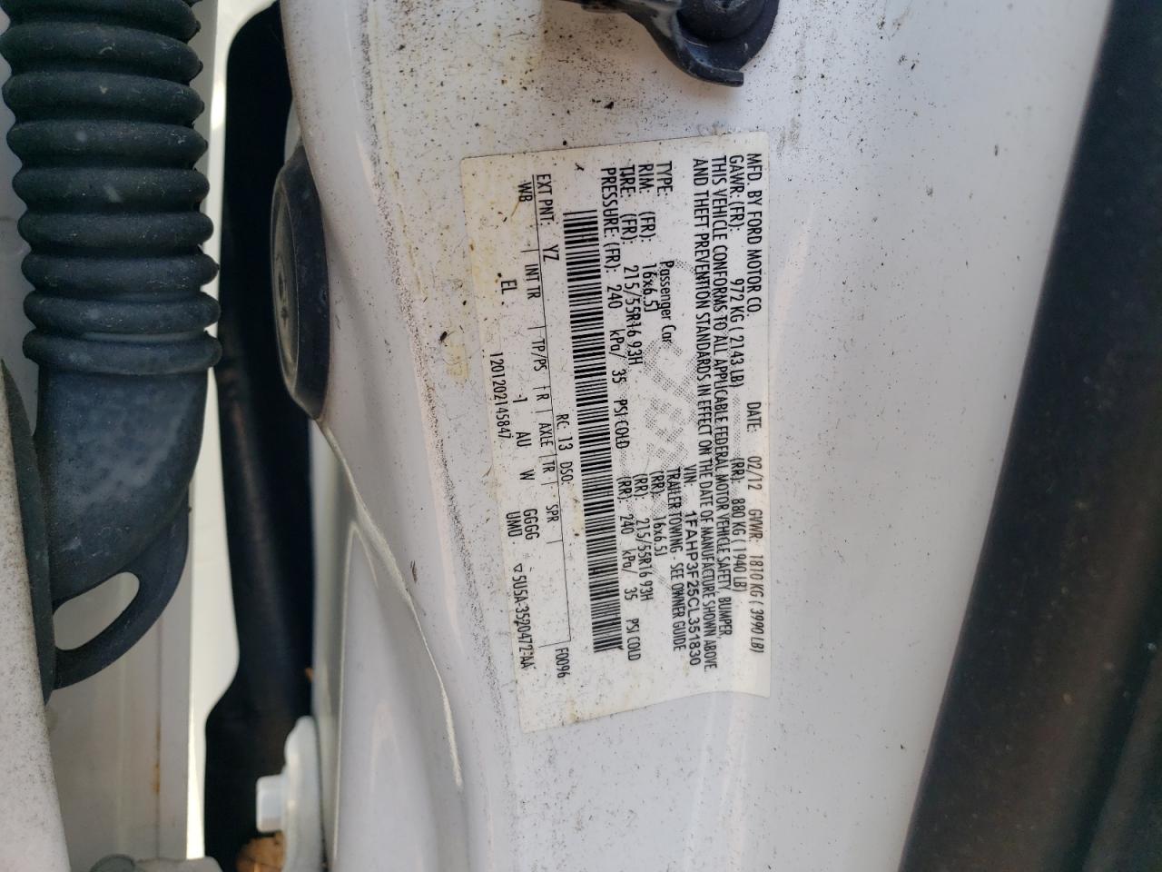 1FAHP3F25CL351830 2012 Ford Focus Se