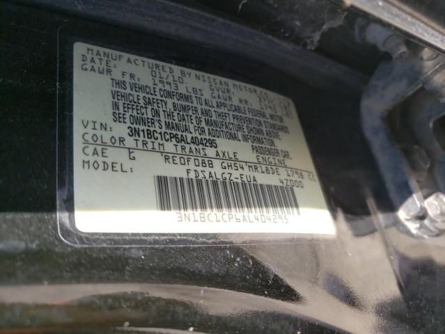 2010 Nissan Versa S VIN: 3N1BC1CP6AL404295 Lot: 57395244