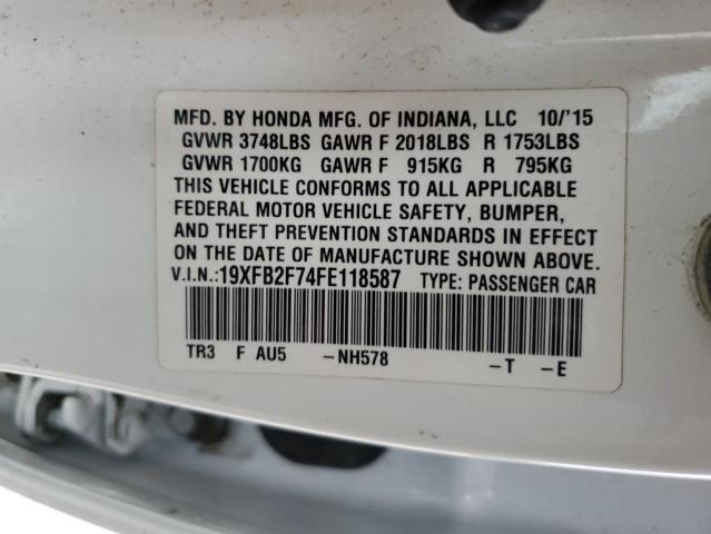 VIN 19XFB2F74FE118587 2015 Honda Civic, SE no.12