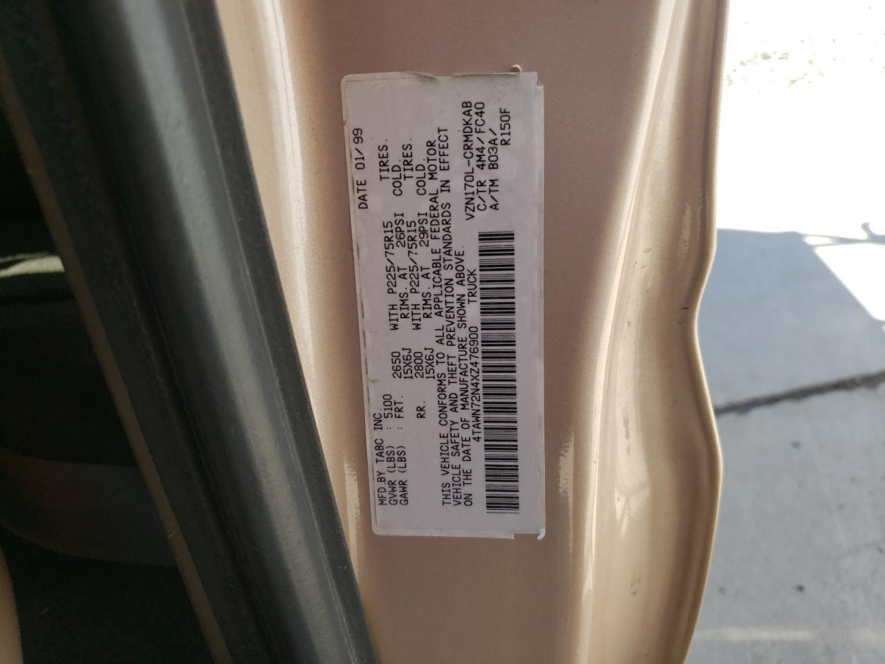 4TAWN72N4XZ476900 1999 Toyota Tacoma Xtracab